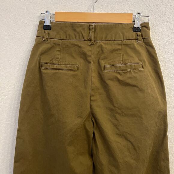 Gap Barrel Khaki High Rise Pants Womens 0 Army Green Cotton Twill Chino Utility - Picture 5 of 15